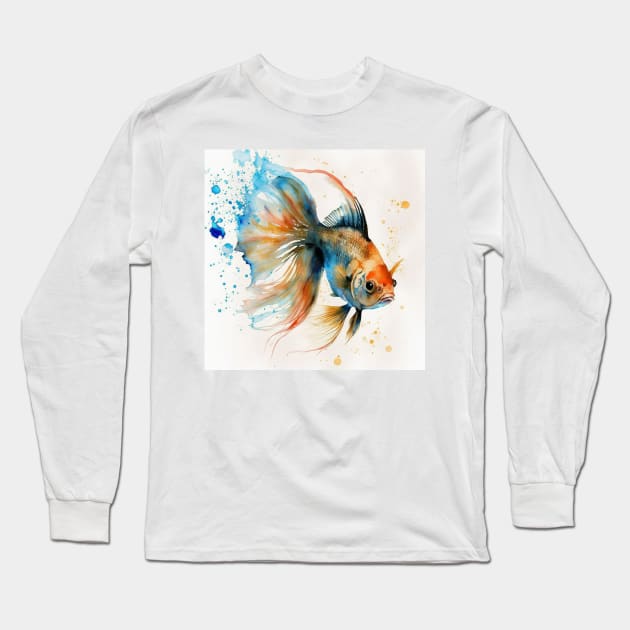 Painted Goldfish Long Sleeve T-Shirt by BloodRubyz